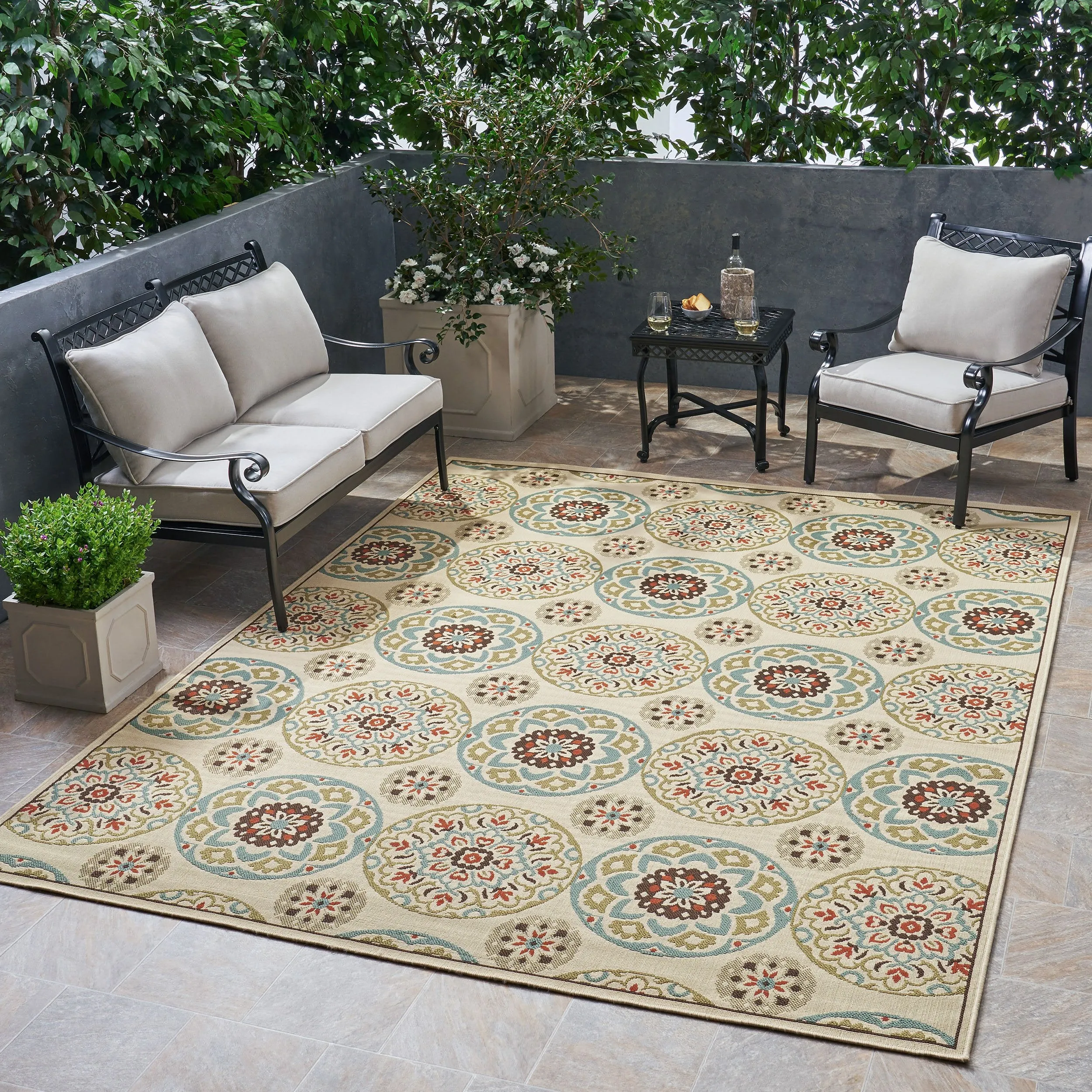 Outdoor Medallion Area Rug - NH306803 patio chairs, outdoor seating