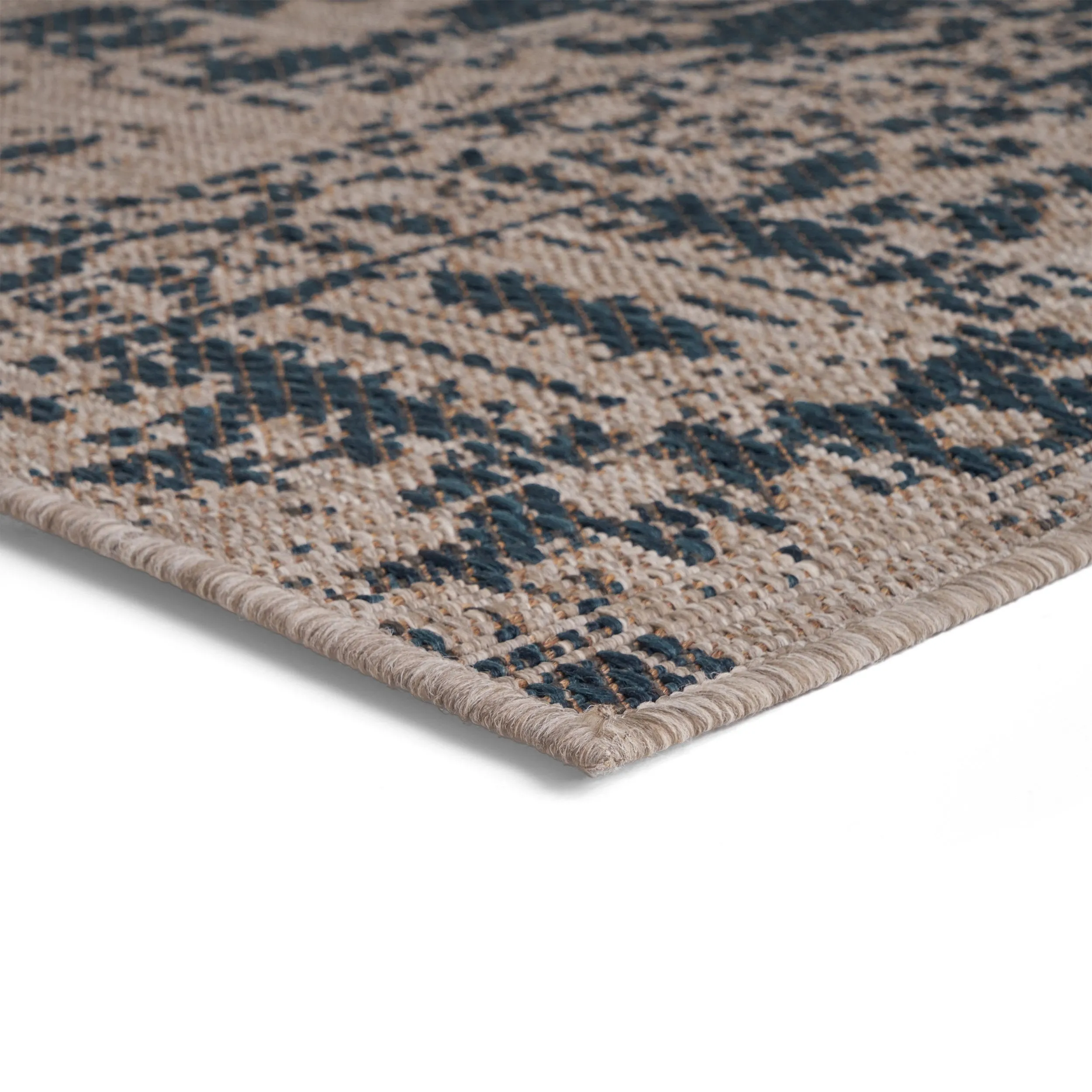 Outdoor Medallion Area Rug, Tan and Blue - NH145803