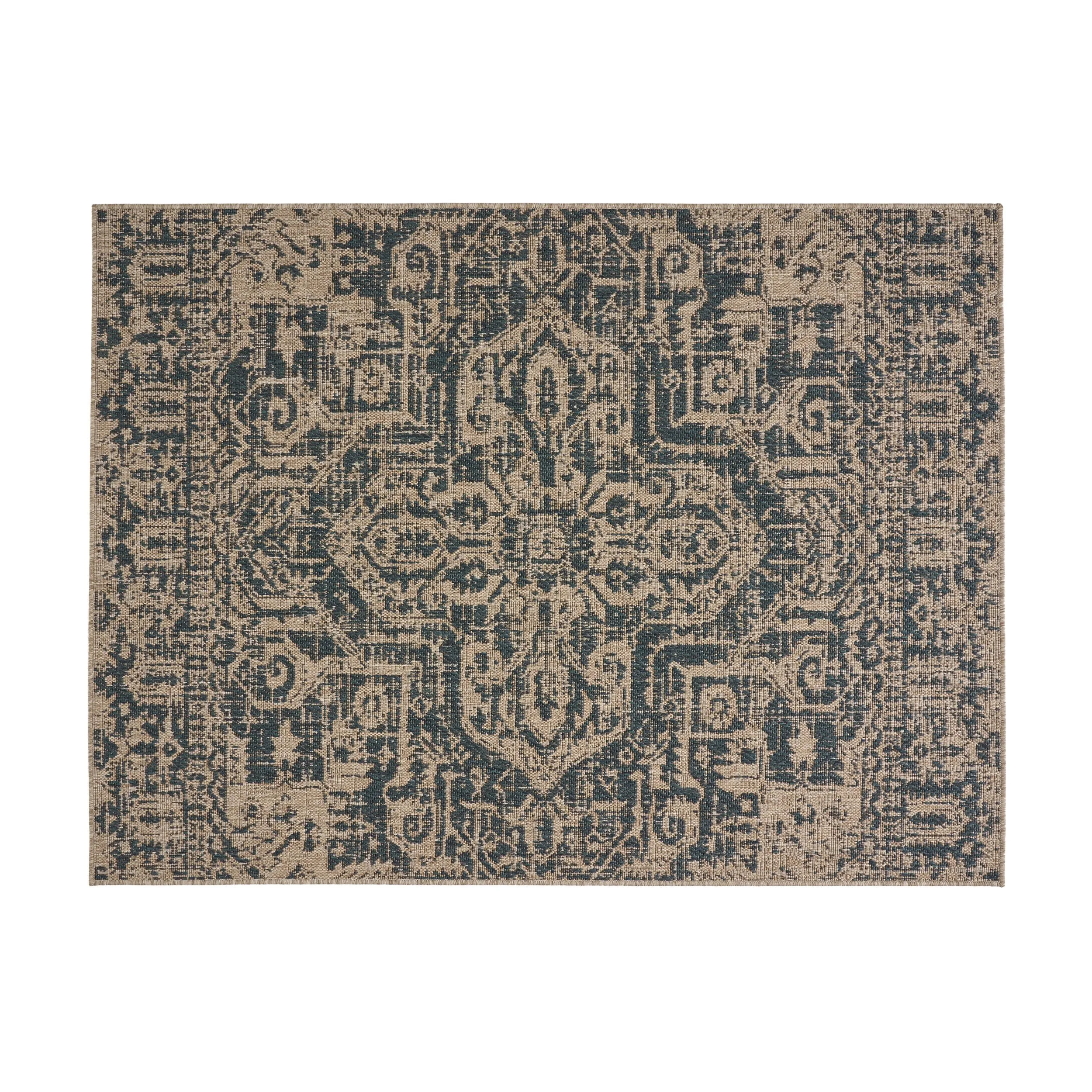 Outdoor Medallion Area Rug, Tan and Blue - NH145803 patio chairs, outdoor seating