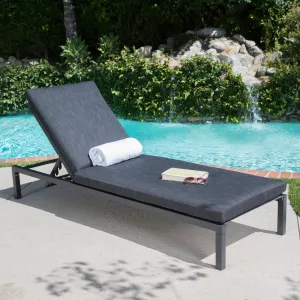 Outdoor Mesh Aluminum Frame Chaise Lounge w/ Water Resistant Cushion - NH283103 patio chairs, outdoor seating