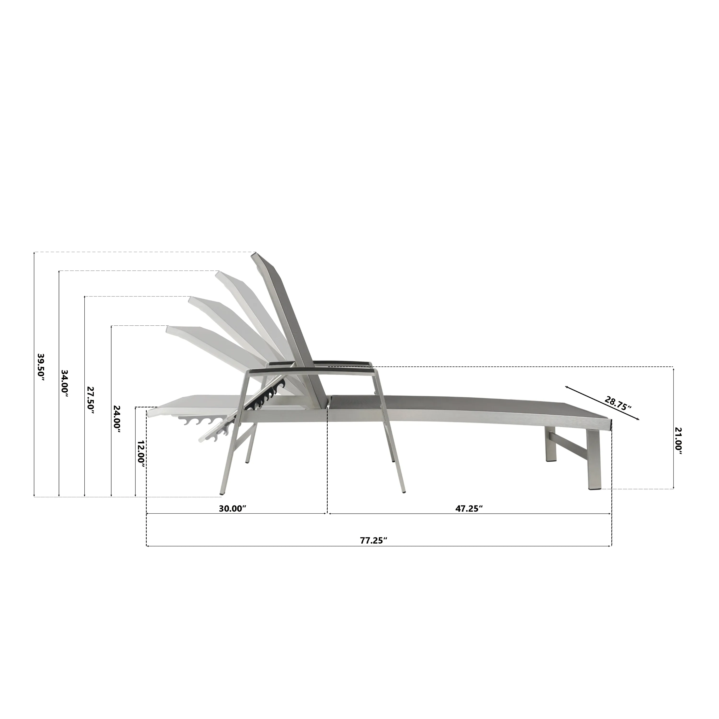 Outdoor Mesh and Aluminum Chaise Lounge - NH341503