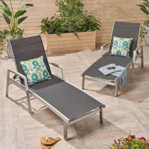 Outdoor Mesh and Aluminum Chaise Lounge - NH341503 patio chairs, outdoor seating