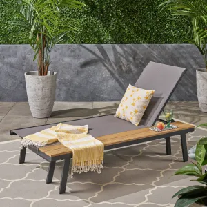 Outdoor Mesh and Aluminum Chaise Lounge with Side Table - NH541503 patio chairs, outdoor seating