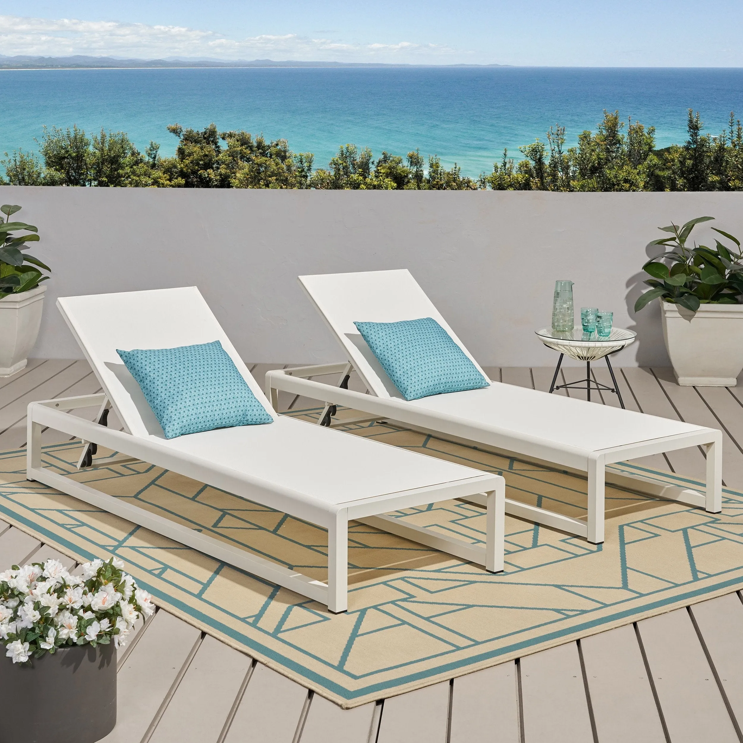 Outdoor Mesh Chaise Lounge (Set of 2) - NH749113 patio chairs, outdoor seating