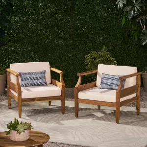 Outdoor Mid-Century Modern Acacia Wood Club Chair With Cushion - NH751213 patio chairs, outdoor seating