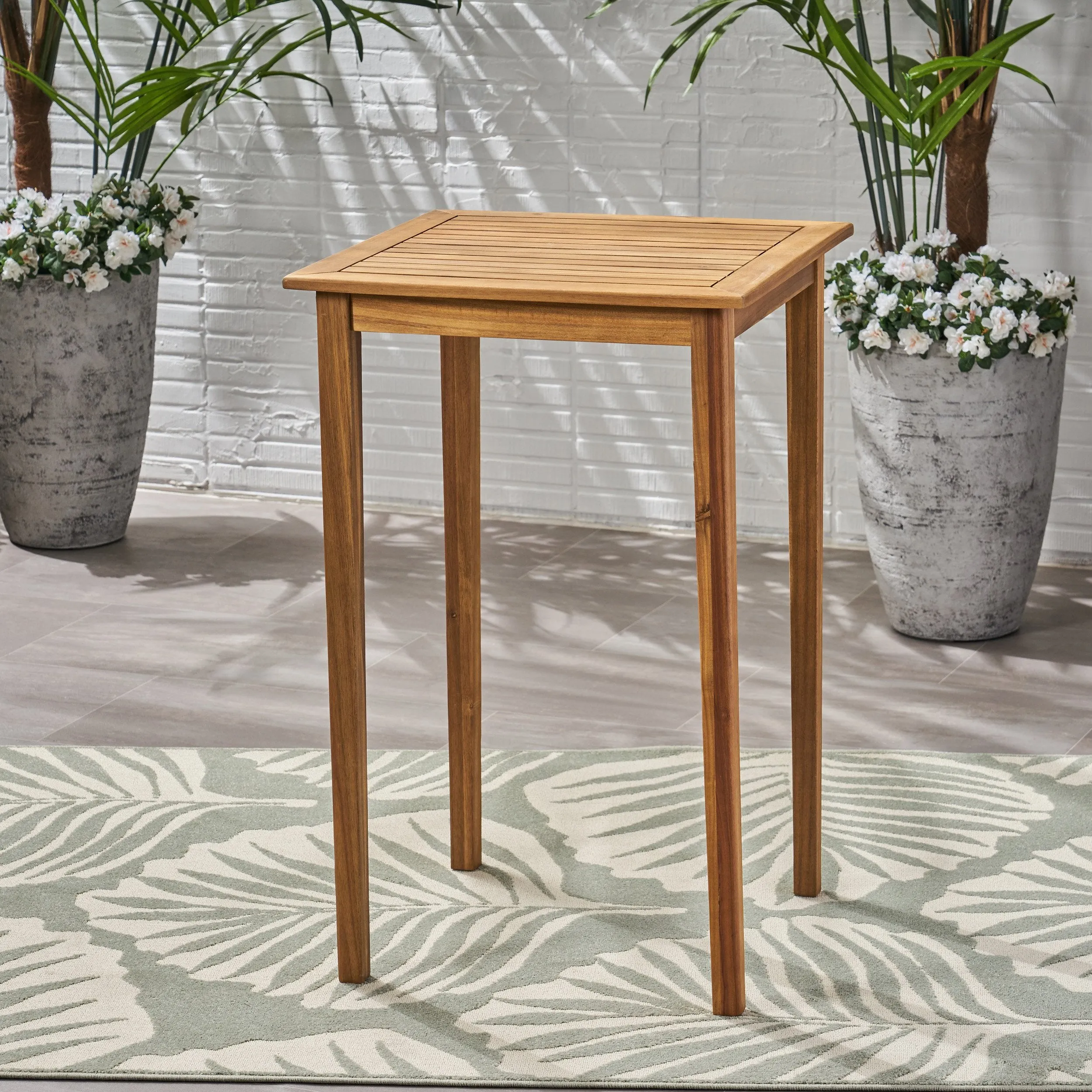 Outdoor Minimalist Acacia Wood Square Bar Table - NH510903 patio chairs, outdoor seating