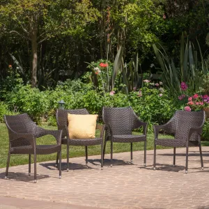 Outdoor Mix Mocha Wicker Stacking Dining Chairs (Set of 4) - NH245003 chandelier, pendant light