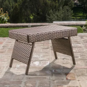 Outdoor Mixed Mocah Wicker Adjustable Folding Side Table - NH254303 coffee table, accent table