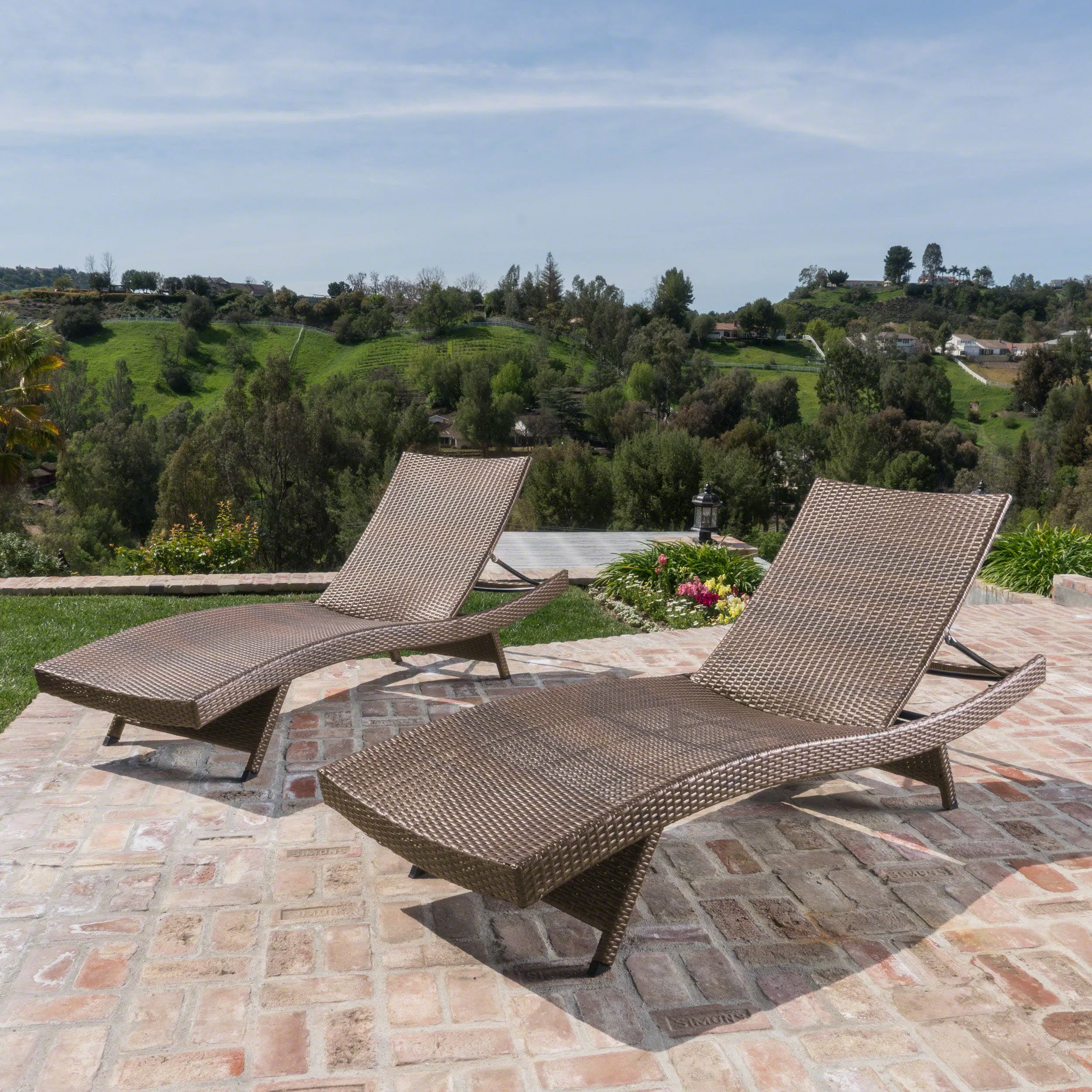 Outdoor Mixed Mocha Wicker Armless Chaise Lounge (Set of 2) - NH856203 patio chairs, outdoor seating