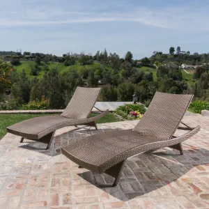 Outdoor Mixed Mocha Wicker Armless Chaise Lounge (Set of 2) - NH856203 patio chairs, outdoor seating
