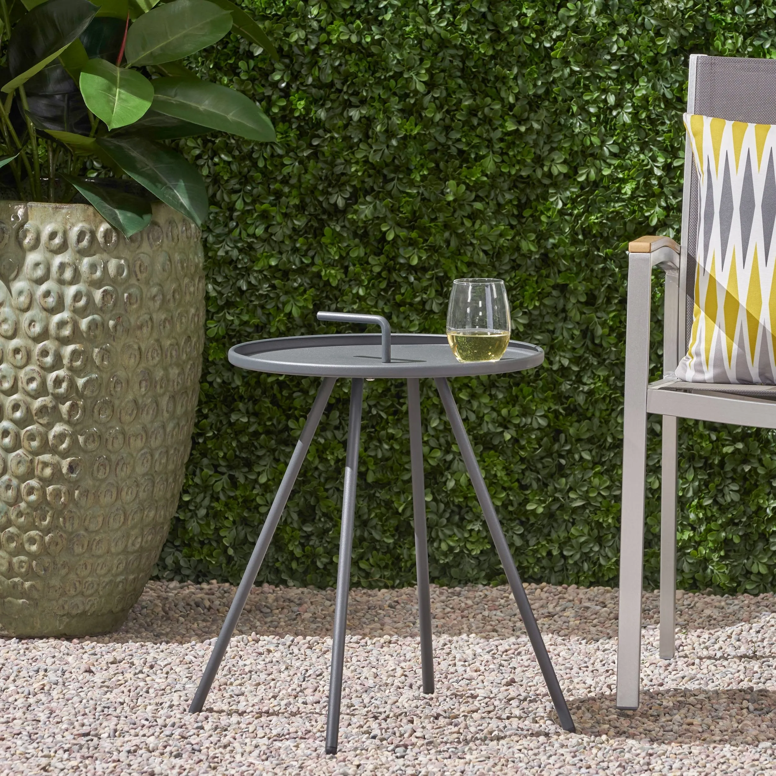 Outdoor Modern 16.5" Side Table with Steel Legs - NH999803 patio chairs, outdoor seating