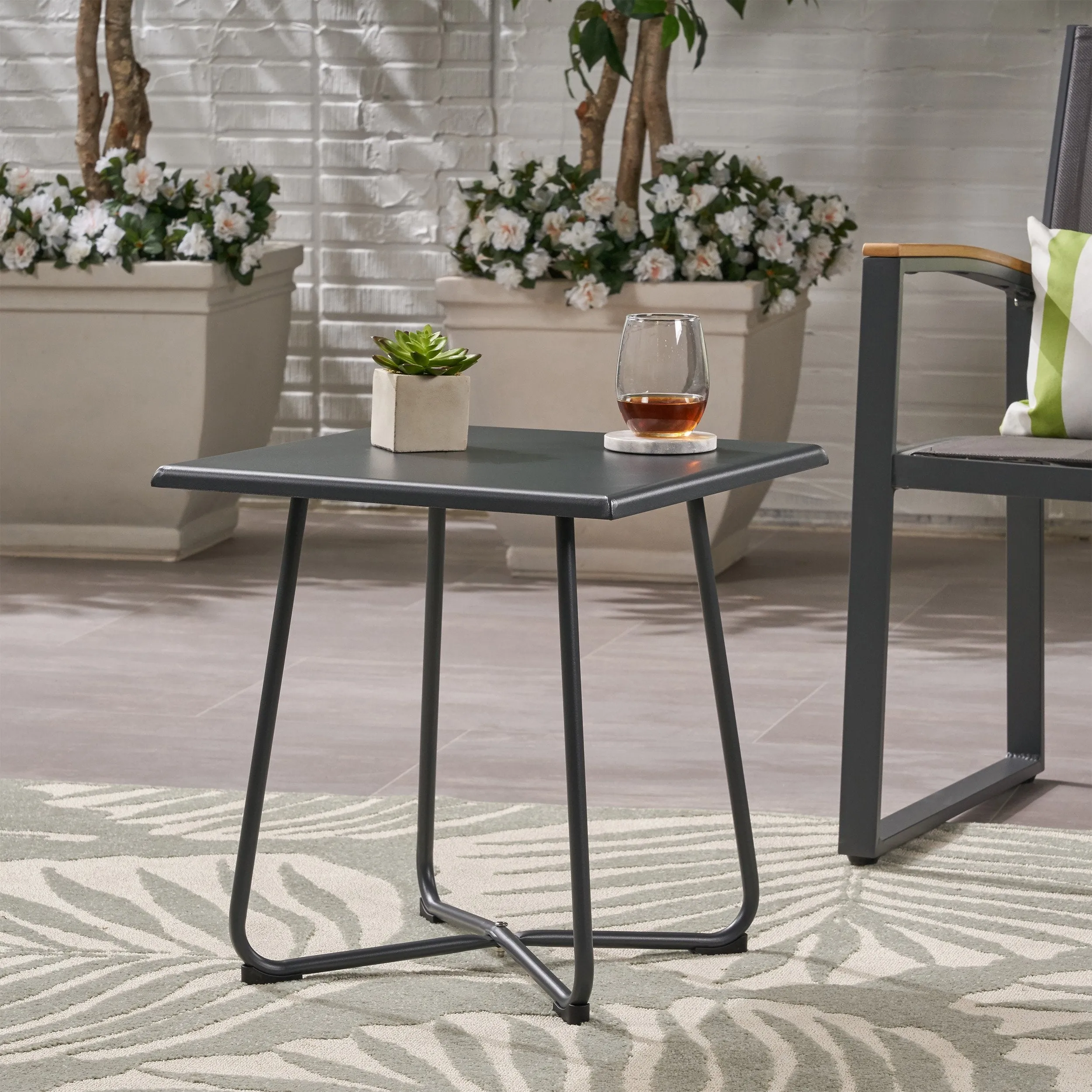 Outdoor Modern 18" Side Table with Steel Legs - NH799803 coffee table, accent table