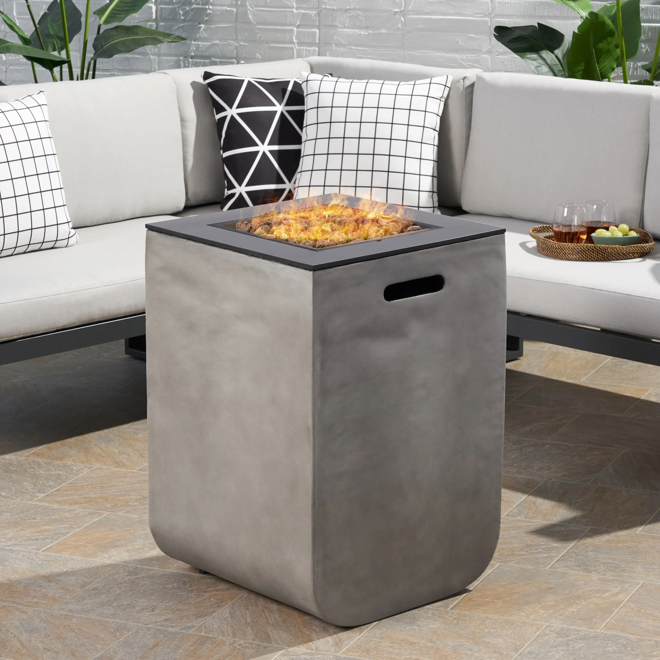 Outdoor Modern 19.5-Inch Fire Column - NH444113 patio chairs, outdoor seating