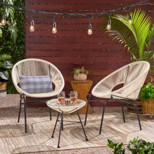 Outdoor Modern 2 Seater Faux Rattan Chat Set - NH480113 patio chairs, outdoor seating