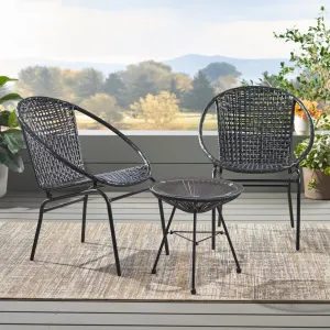 Outdoor Modern 2 Seater Faux Rattan Chat Set - NH680113 patio chairs, outdoor seating