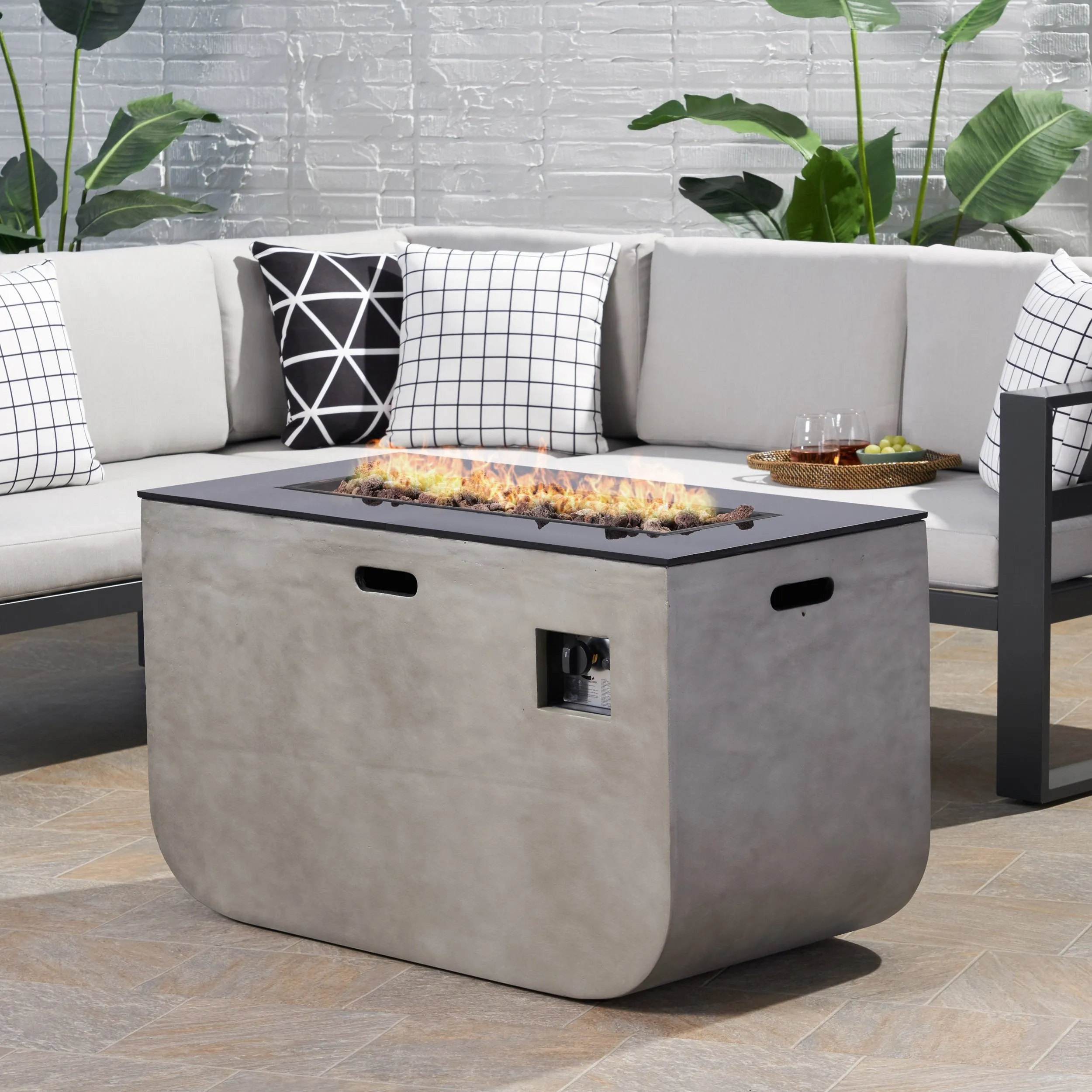Outdoor Modern 40-Inch Rectangular Fire Pit - NH244113 patio chairs, outdoor seating