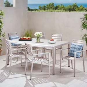 Outdoor Modern 6 Seater Aluminum Dining Set - NH168013 patio chairs, outdoor seating