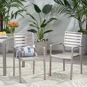 Outdoor Modern Aluminum Dining Chair (Set of 2) - NH958013 patio chairs, outdoor seating