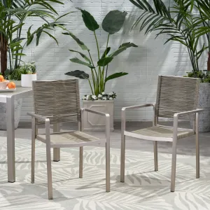 Outdoor Modern Aluminum Dining Chair with Rope Seat (Set of 2) - NH638013 chandelier, pendant light
