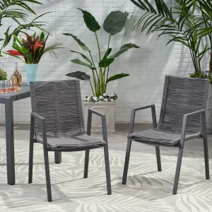 Outdoor Modern Aluminum Dining Chair with Rope Seat (Set of 2) - NH848013 chandelier, pendant light