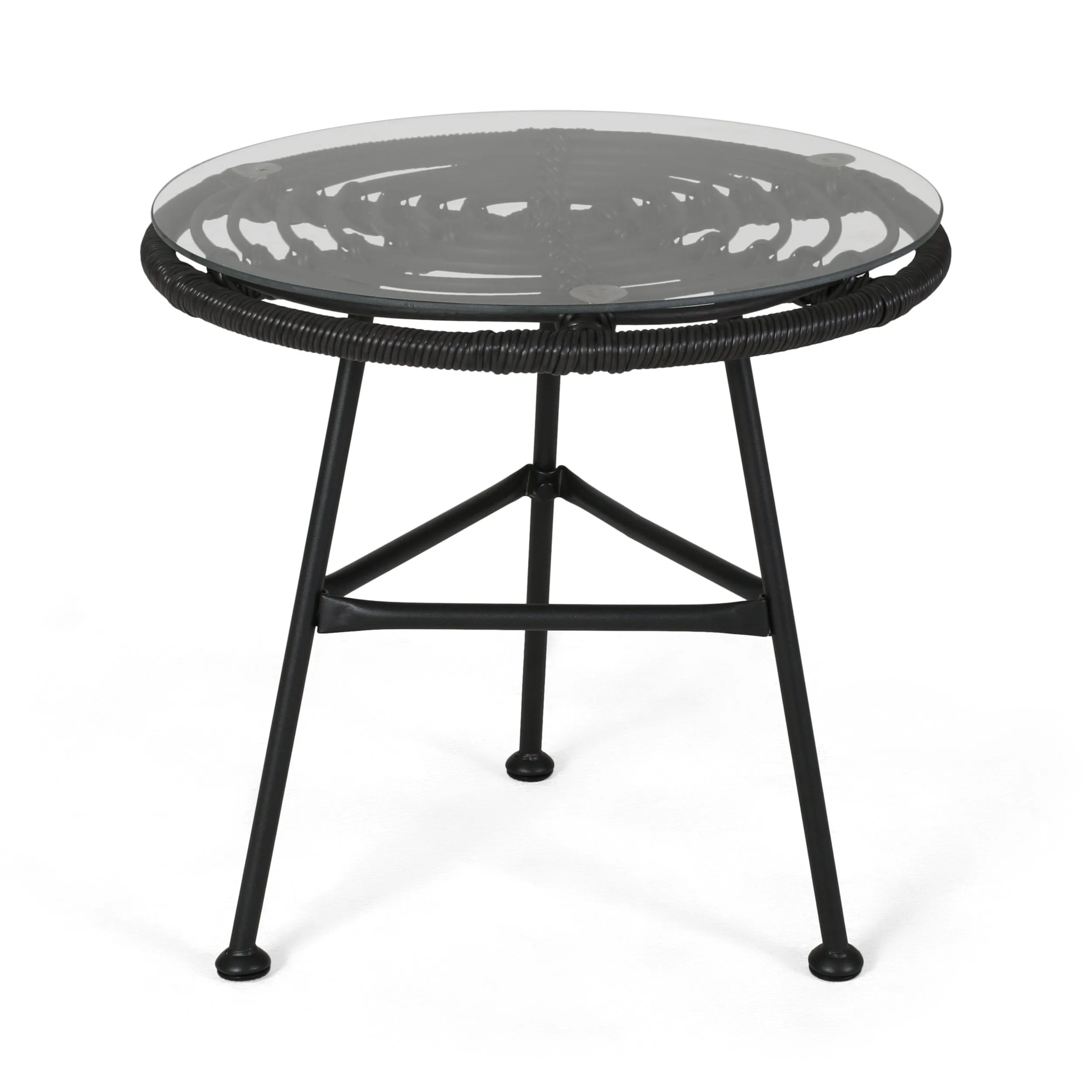 Outdoor Modern Boho 2 Seater Wicker Chat Set with Side Table - NH580013