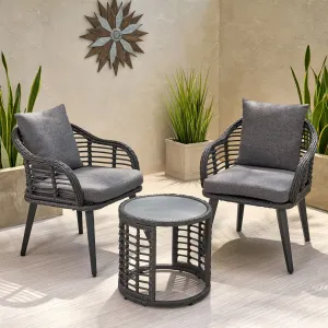 Outdoor Modern Boho 2 Seater Wicker Chat Set with Side Table - NH644013 clothes rack, garment rack