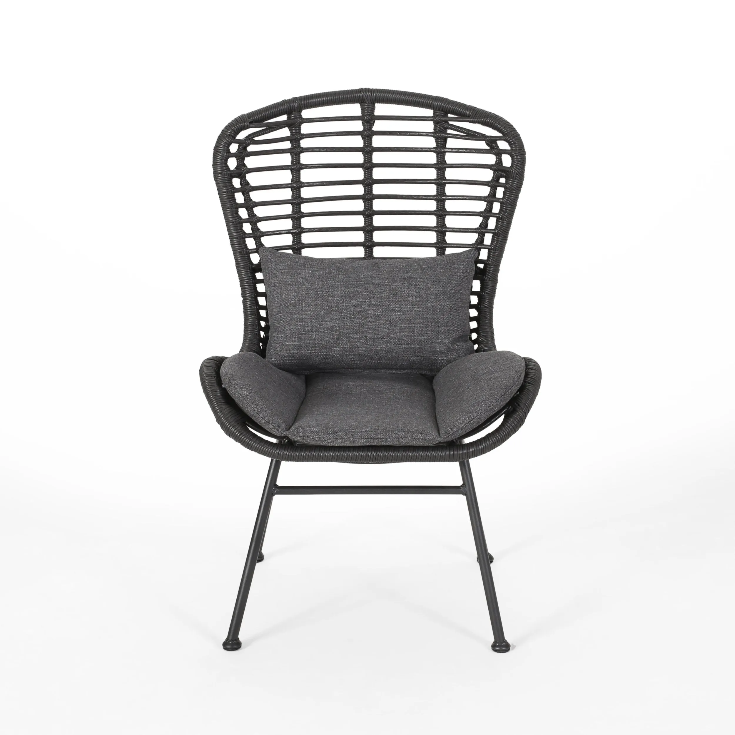 Outdoor Modern Boho 2 Seater Wicker Chat Set with Side Table - NH844013