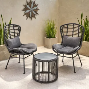 Outdoor Modern Boho 2 Seater Wicker Chat Set with Side Table - NH844013 clothes rack, garment rack