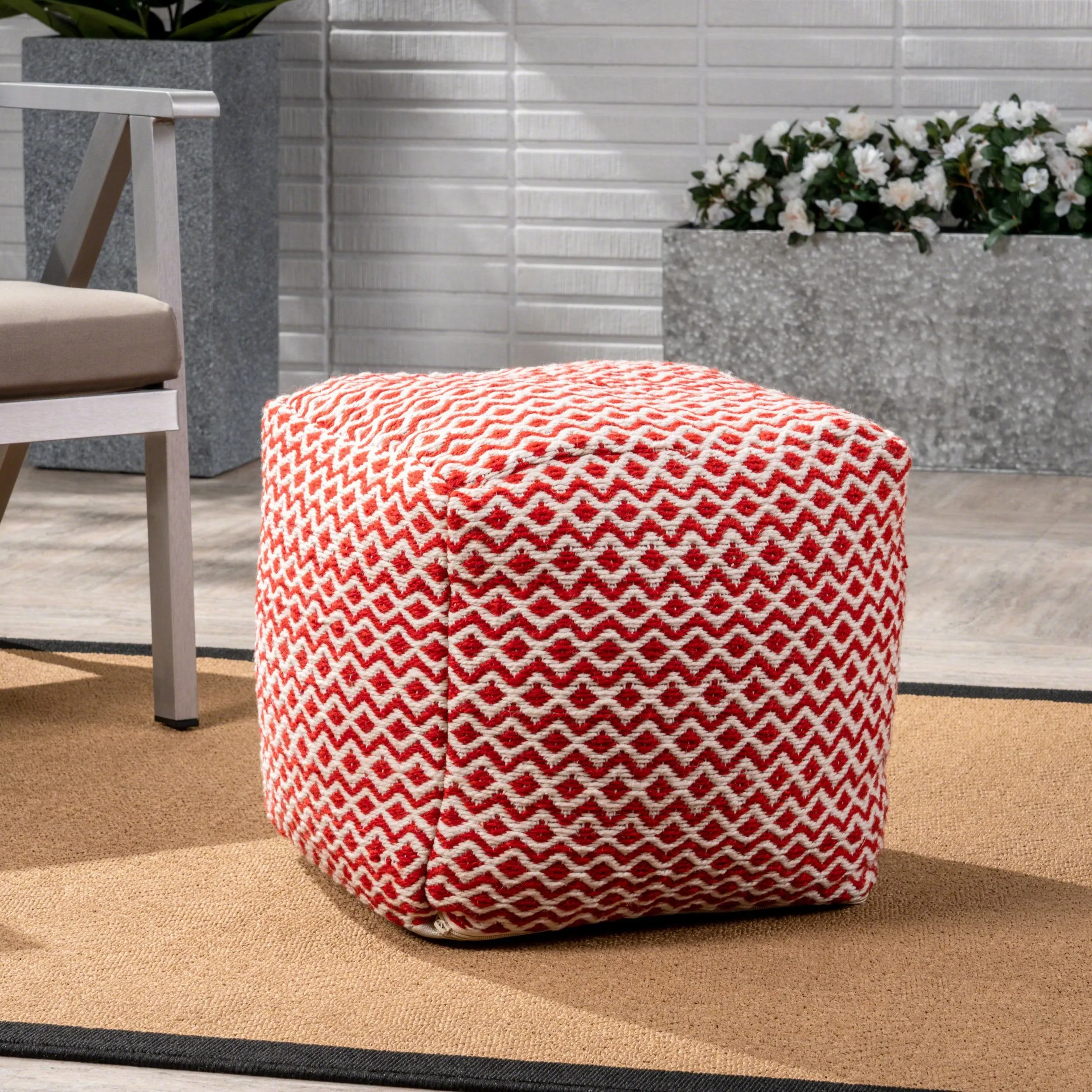 Outdoor Modern Boho Pouf - NH838403 patio chairs, outdoor seating