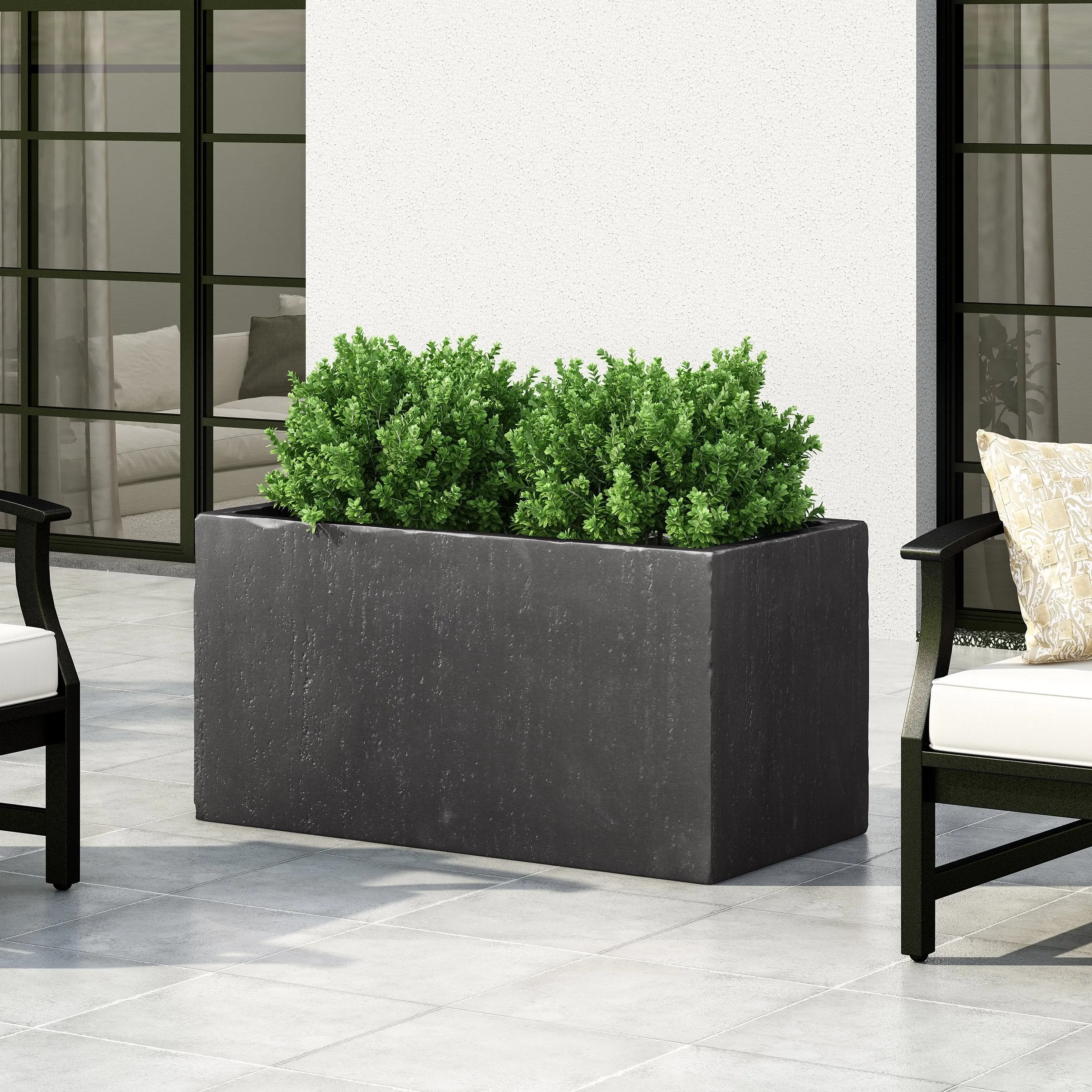 Outdoor Modern Cast Stone Rectangular Planter - NH013313 patio chairs, outdoor seating