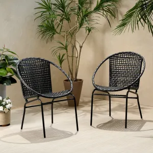 Outdoor Modern Faux Rattan Club Chair (Set of 2) - NH960113 patio chairs, outdoor seating
