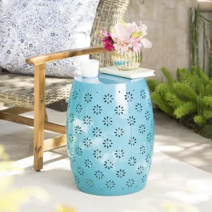 Outdoor Modern Floral Lace-Cut Metal Accent Side Table - NH065103 coffee table, accent table