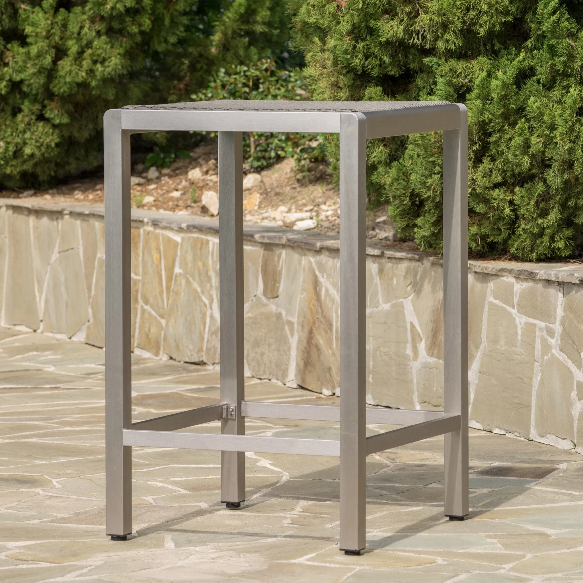 Outdoor Modern Gray Wicker Bar Table with Aluminum Frame - NH753003 patio chairs, outdoor seating