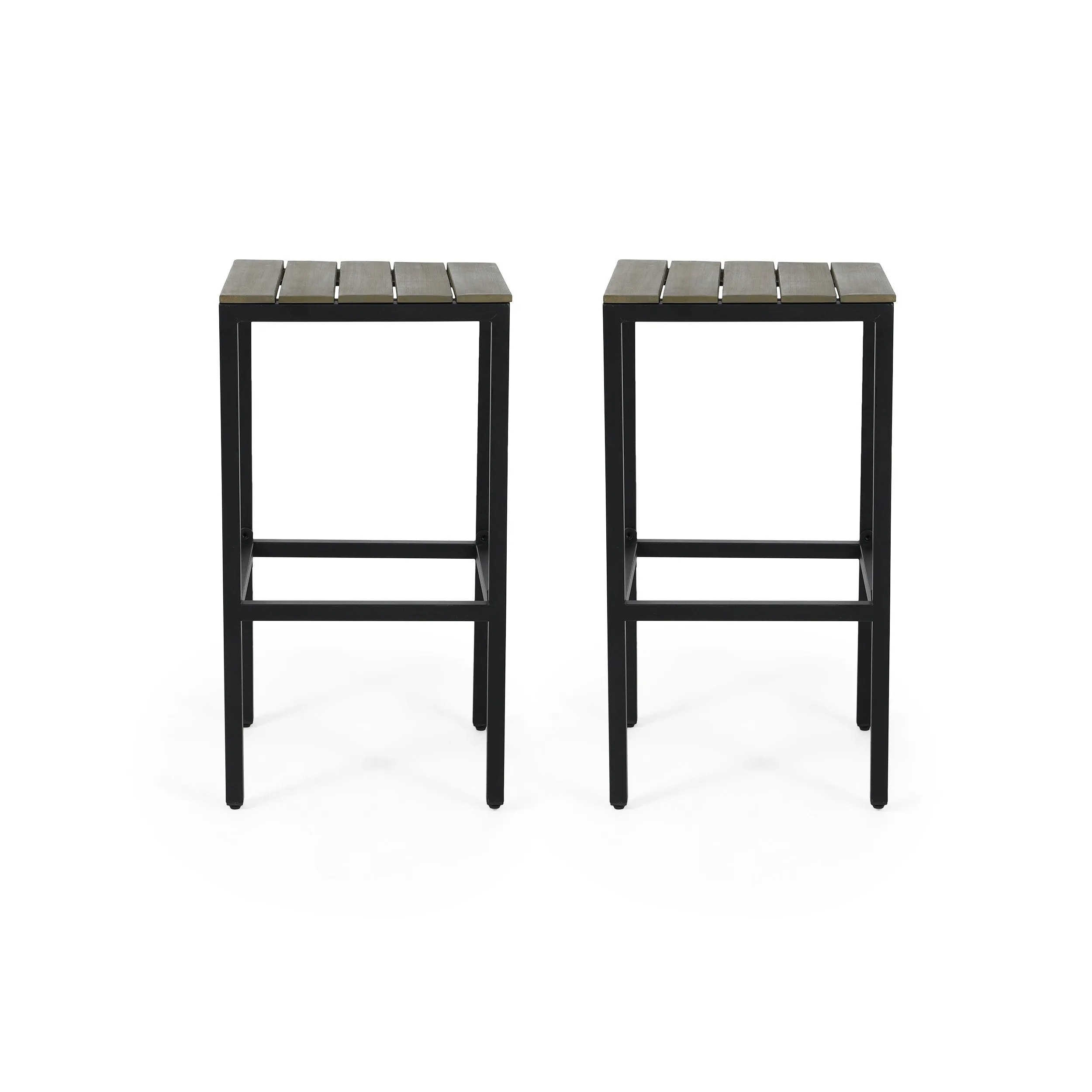 Outdoor Modern Industrial Acacia Wood Bar Stools (Set of 2) - NH202313