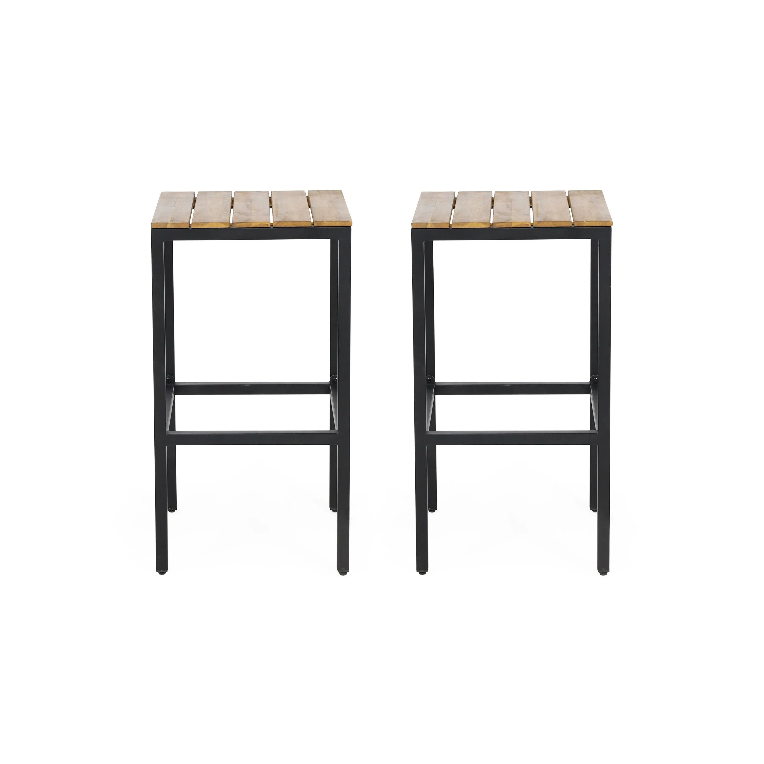 Outdoor Modern Industrial Acacia Wood Bar Stools (Set of 2) - NH202313 patio chairs, outdoor seating