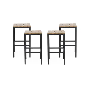 Outdoor Modern Industrial Acacia Wood Bar Stools (Set of 4) - NH402313 patio chairs, outdoor seating