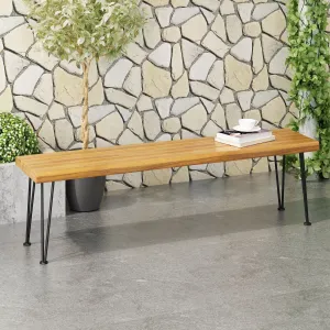 Outdoor Modern Industrial Acacia Wood Bench with Metal Hairpin Legs - NH087213 stair tread rug, stair mat