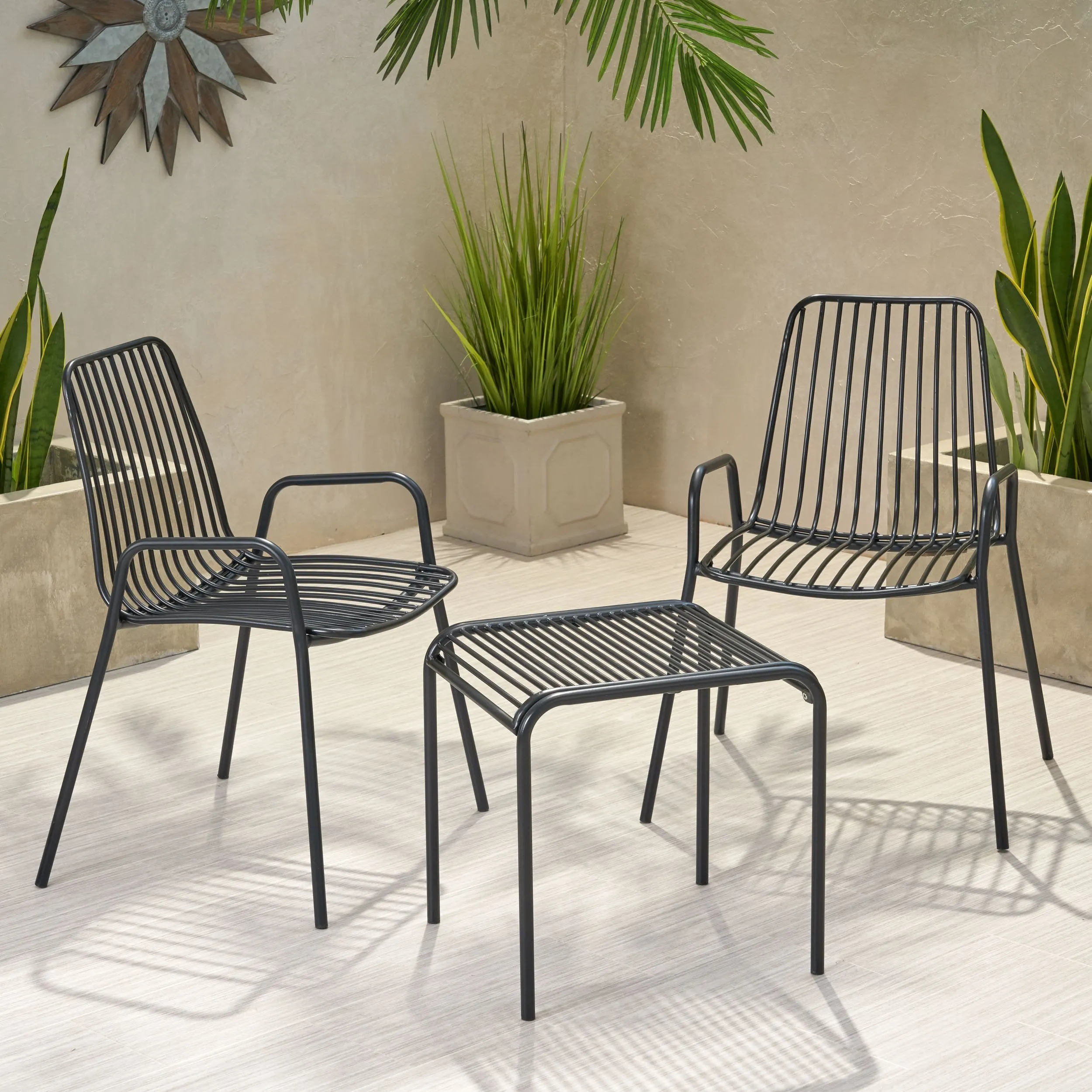 Outdoor Modern Iron 2 Seater Chat Set - NH837013