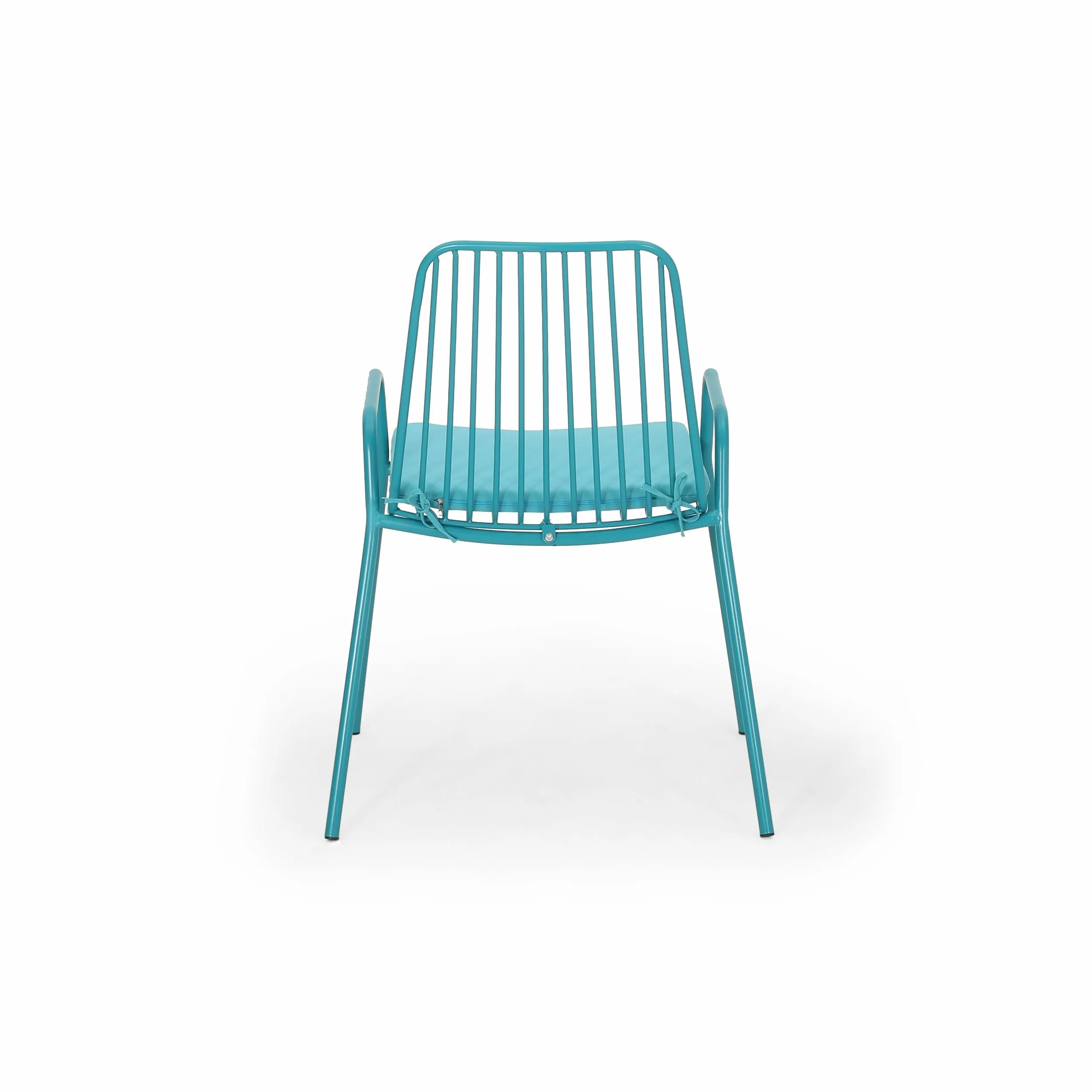 Outdoor Modern Iron Club Chair with Cushion (Set of 2) - NH237013