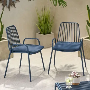 Outdoor Modern Iron Club Chair with Cushion (Set of 2) - NH237013 chandelier, pendant light