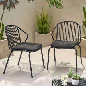 Outdoor Modern Iron Club Chair with Cushion (Set of 2) - NH717013 chandelier, pendant light
