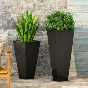 Outdoor Modern Large and Small Cast Stone Planter Set - NH749213 patio chairs, outdoor seating