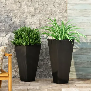 Outdoor Modern Medium and Small Cast Stone Planter Set - NH949213 patio chairs, outdoor seating