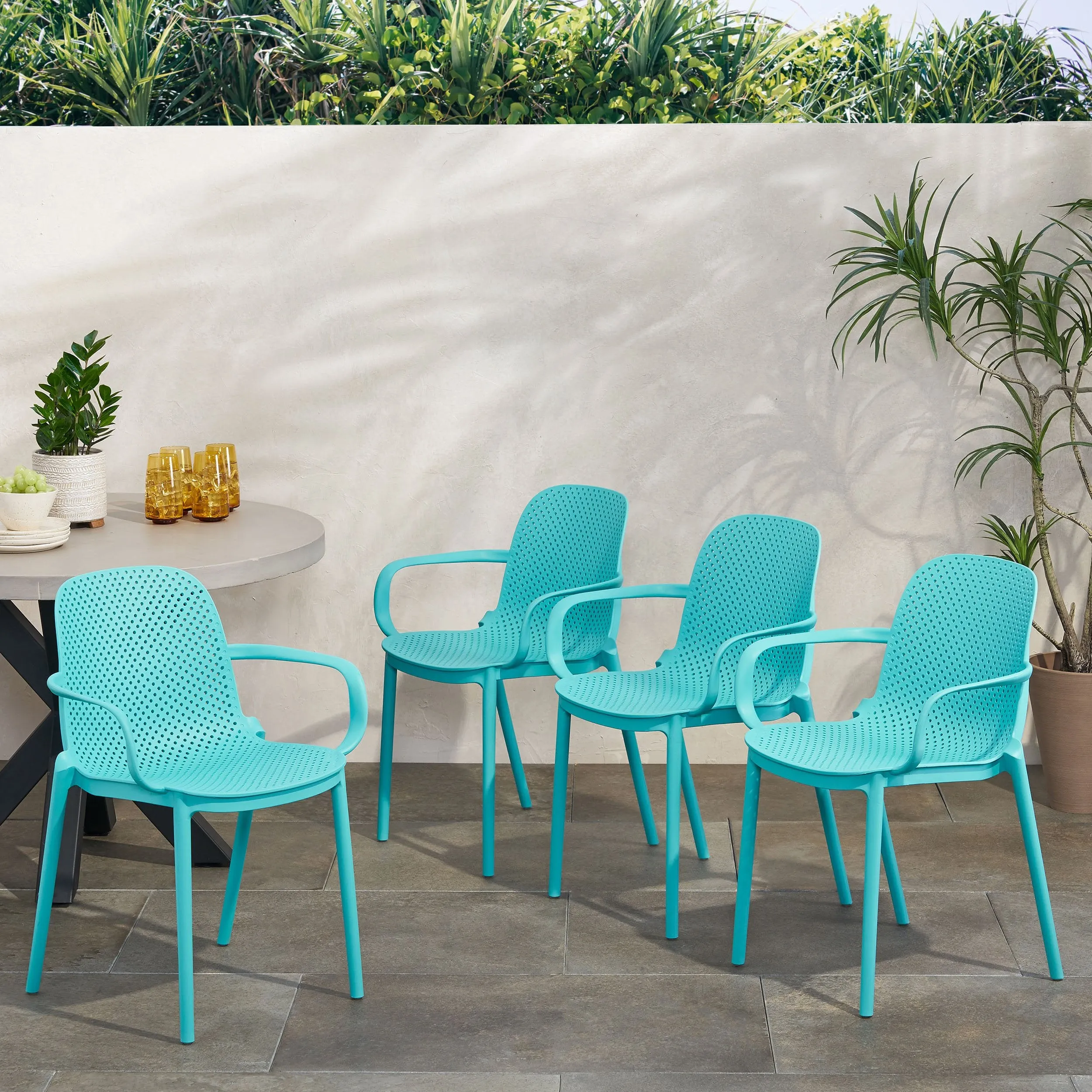 Outdoor Modern Stacking Dining Chairs - NH133213