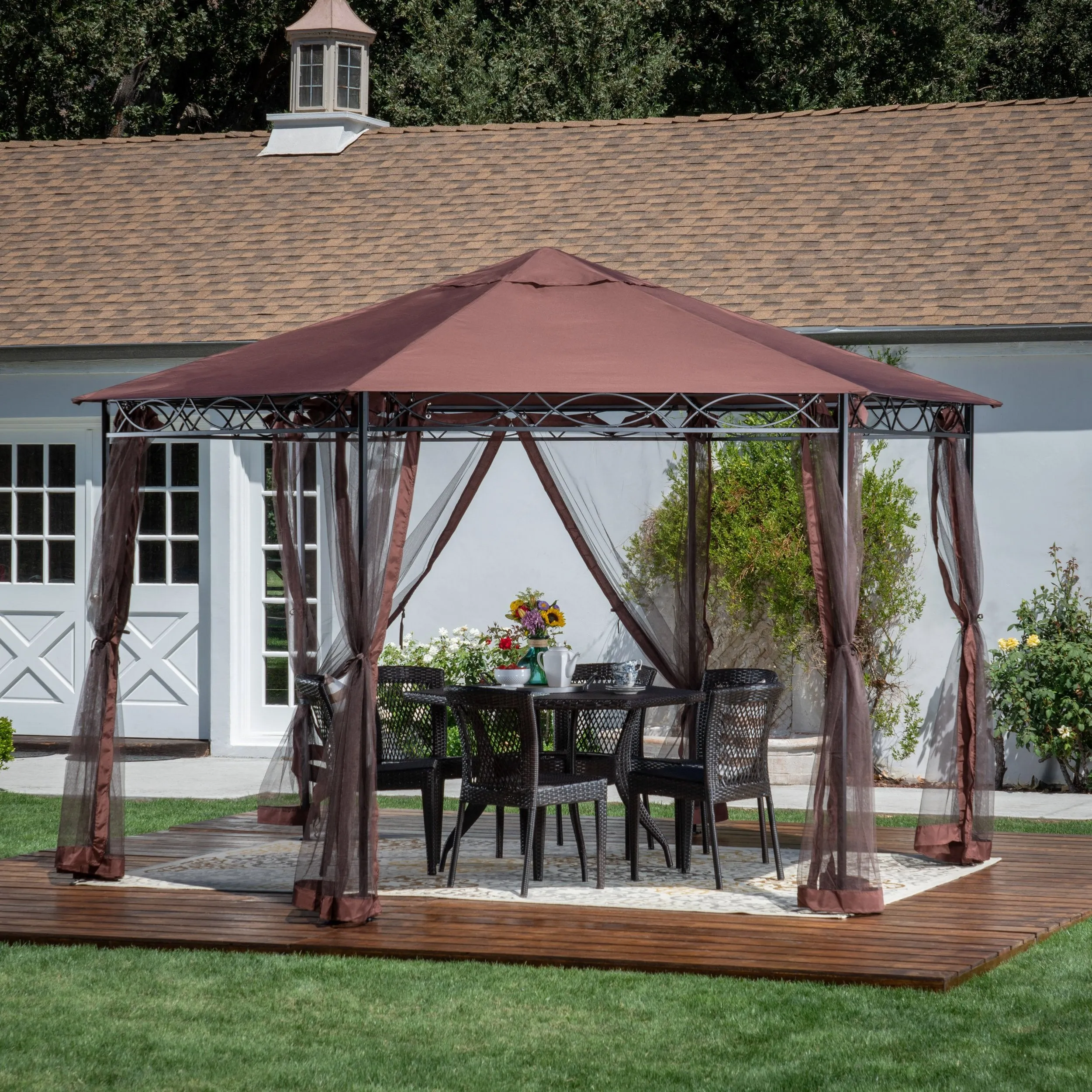 Outdoor Mosquito Netting 10 x 10 Foot Gazebo - NH111603 cowhide rug, luxury rug