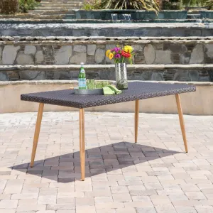 Outdoor Multi-brown Wicker Rectangular Dining Table - NH660103 patio chairs, outdoor seating