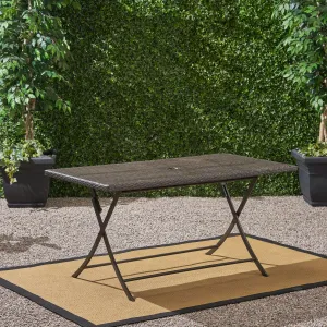 Outdoor Multi-brown Wicker Rectangular Foldable Dining Table - NH310203 patio chairs, outdoor seating