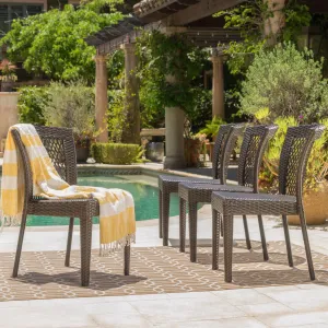 Outdoor Multi-brown Wicker Stacking Dining Chairs (Set of 4) - NH345003 chandelier, pendant light