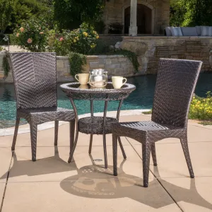 Outdoor Multibrown Wicker 3pc Bistro Set - NH696592 patio chairs, outdoor seating