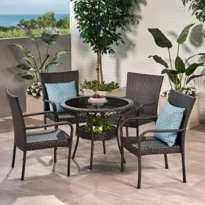 Outdoor Multibrown Wicker  5pc Dining Set - NH886592 patio chairs, outdoor seating